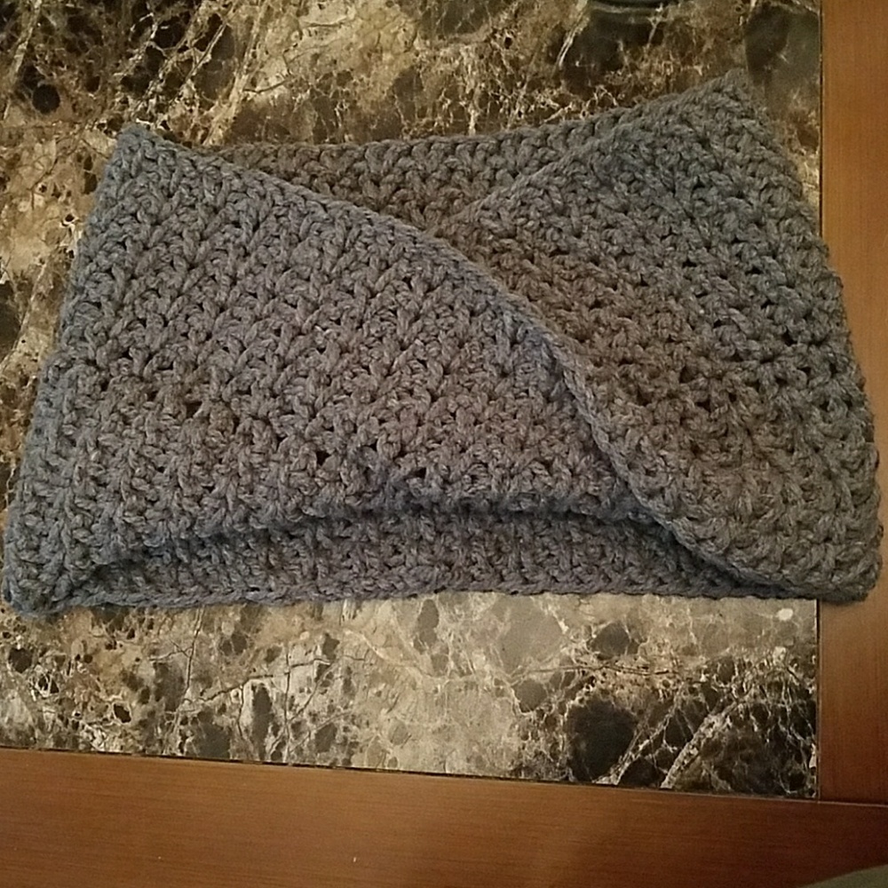 Handmade Crocheted Chunky Grey Infinity Cowl